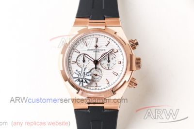 8F Replica Vacheron Constantin Overseas Chronograph 42 MM 7750 Men's White Face Rose Gold Case Watch